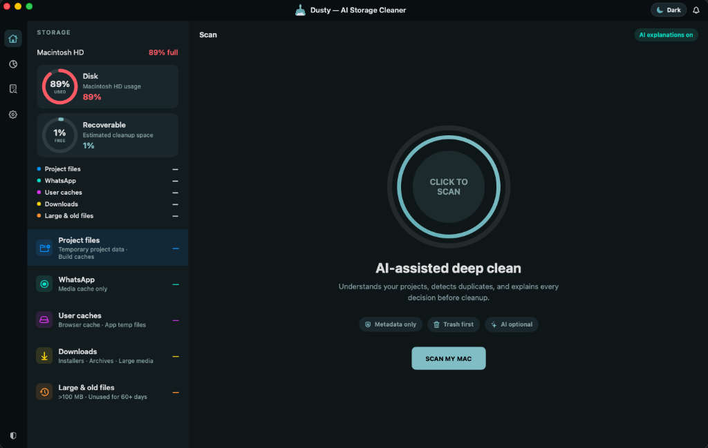 Disk optimization dashboard
