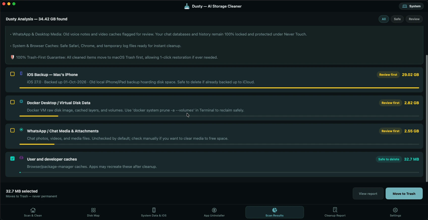 AI-Assisted Deep Scan & Explanations in Dusty macOS